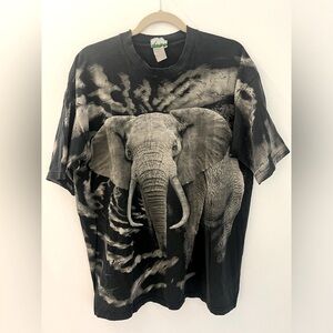 Vintage Black and Gray Elephant Graphic Tee XL Radical Nature